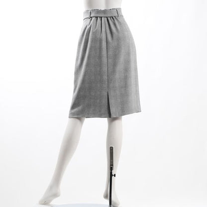 Dカンベルト付きストレッチウール調セミタイトスカート