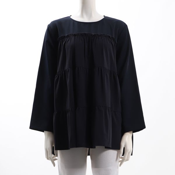 ティアードデザインラウンドネックブラウス