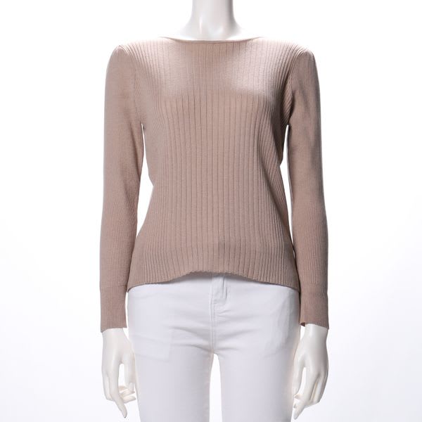 ボートネックリブニット