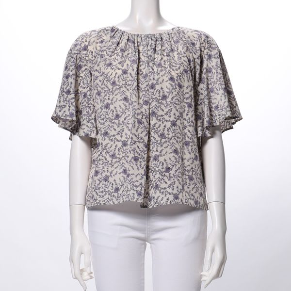 バックデザイン小花柄ブラウス