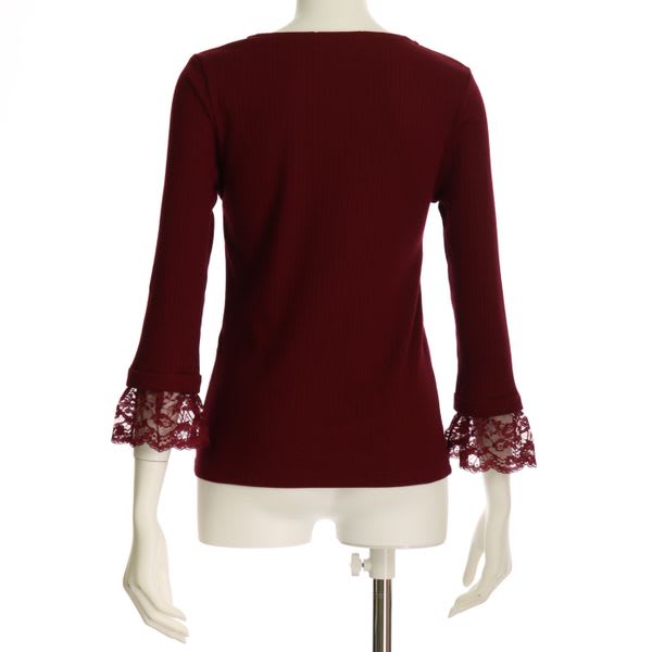 無地テレコレース切り替えカットソー