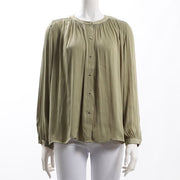 ゴールドボタンバンドカラーブラウス