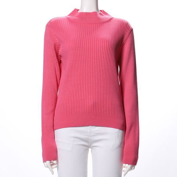 カラーハイネックリブニット