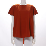 つや消しゴールド釦バックテールカットソー