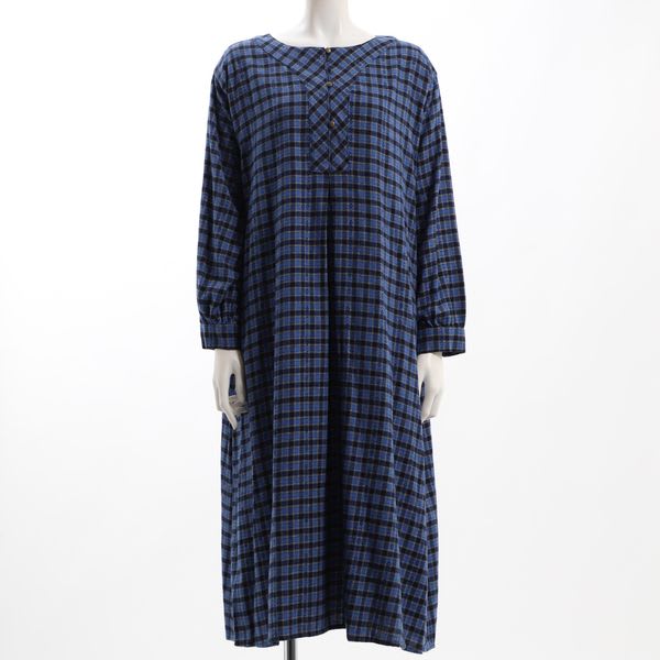 フロントボタンチェック柄ワンピース