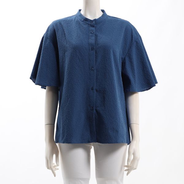 凹凸素材フレアスリーブブラウス