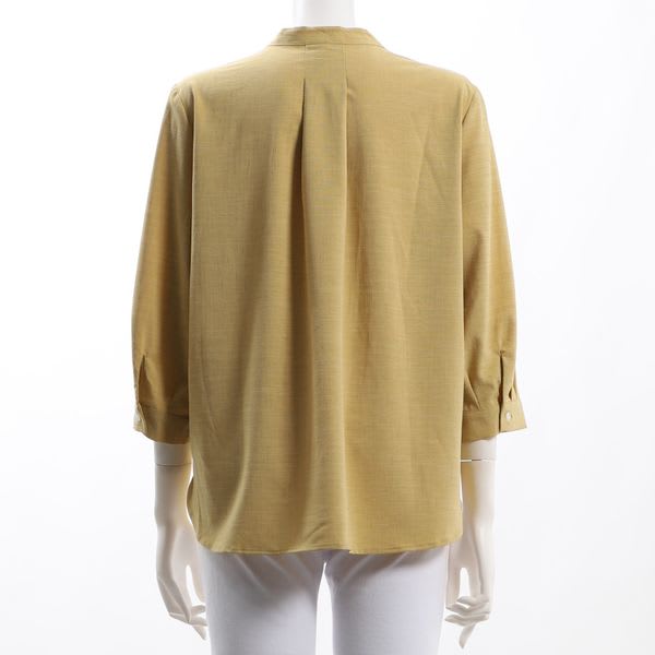 サイドスリットバンドカラーブラウス