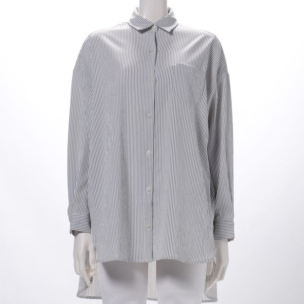 ストライプ柄前開きシャツ