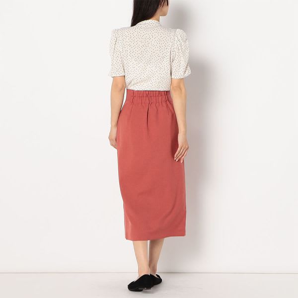 ドットプリントパフスリーブブラウス