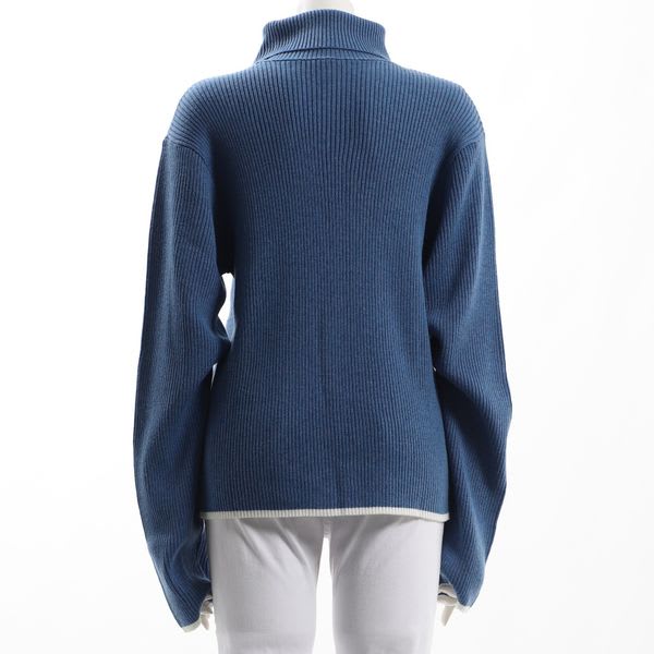 シンプルタートルネックリブニット