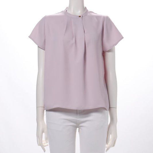 金ボタンスタンドネックブラウス