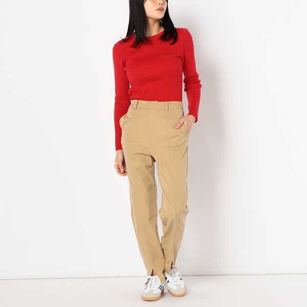 シンプルクルーネックリブニット