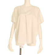 ギャザースリーブVネックブラウス