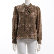 花柄ボウタイブラウス