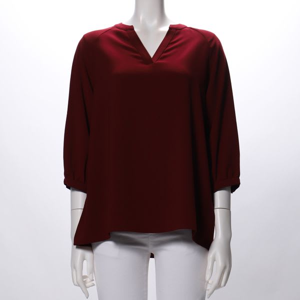 ラグランスリーブオープンフロントネックブラウス