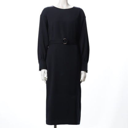 ウエストベルトラウンドネックワンピース