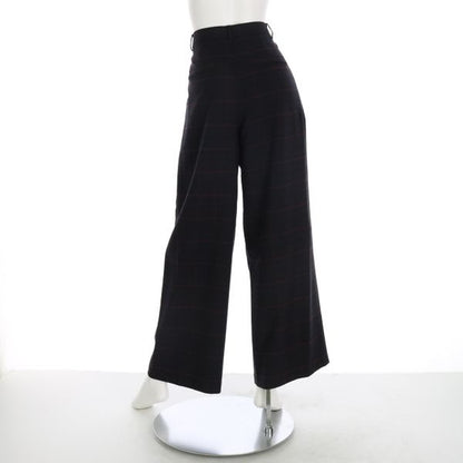 チェック柄タック入りワイドパンツ