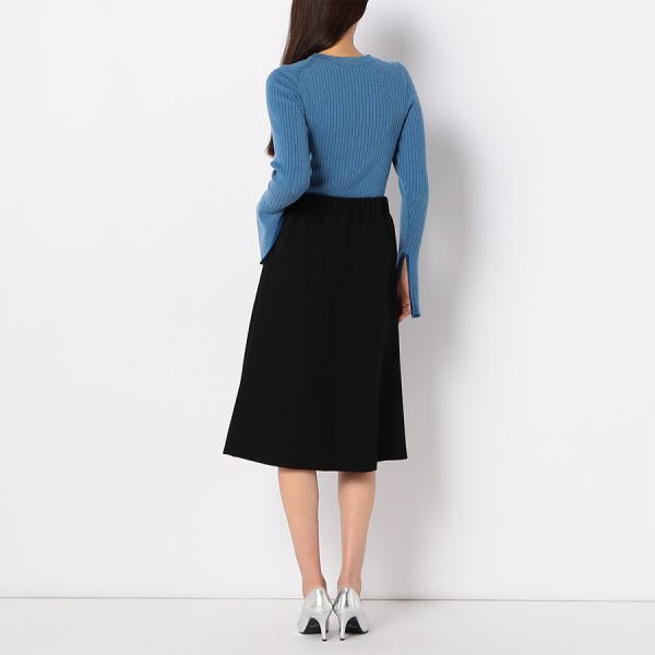 バイカラーフレアスリーブリブニット