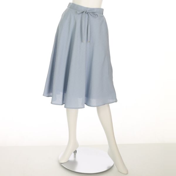 麻調合繊ウエストリボンフレアスカート