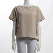 リネンライクツイルボートネックブラウス