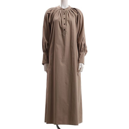 フロントボタンギャザードネックワンピース