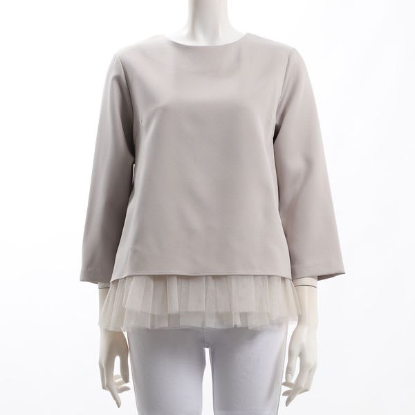 裾チュールレイヤード風ブラウス