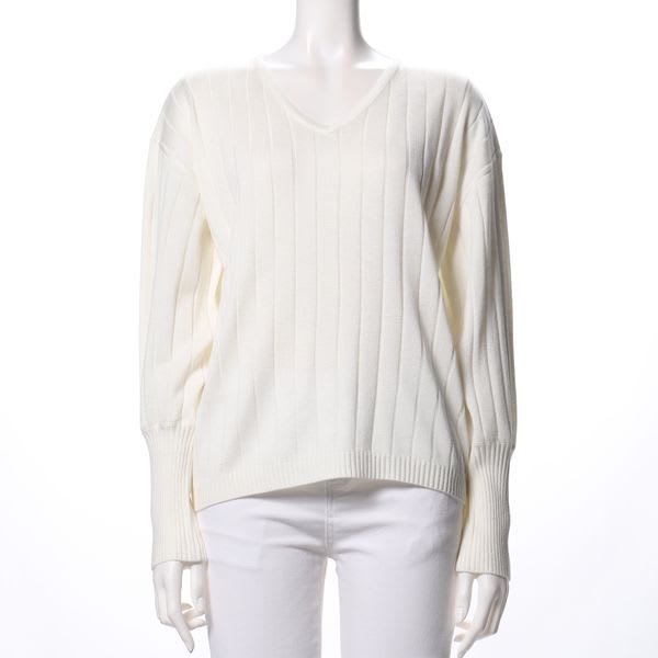 ワイドリブVネックニット