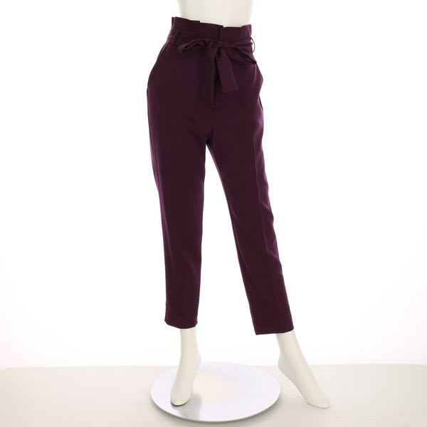 ハイウエストリボンベルトテーパードパンツ