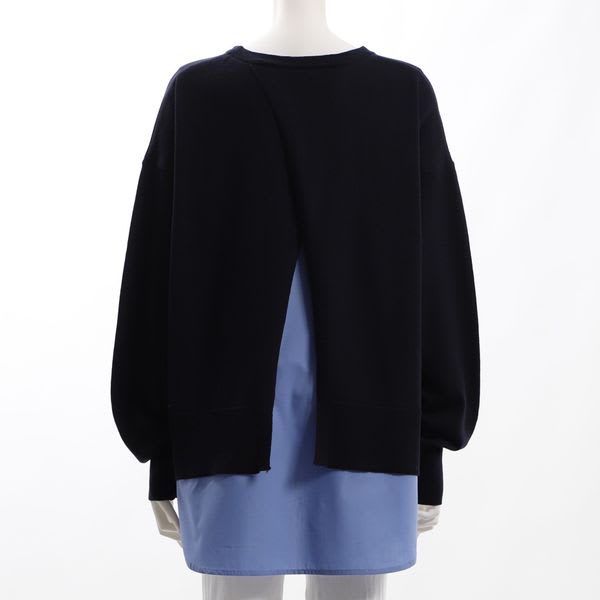 シャツレイヤード風ドロップショルダーニット