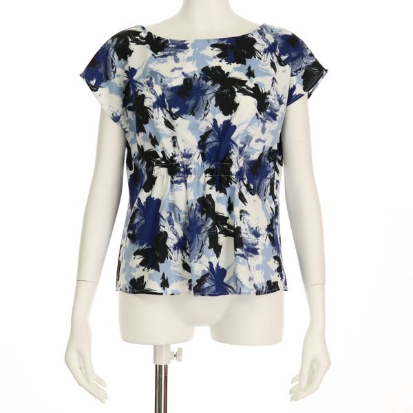 カルゼフラワープリント柄ブラウス