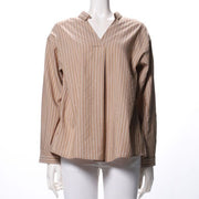 ストライプ柄スキッパーブラウス