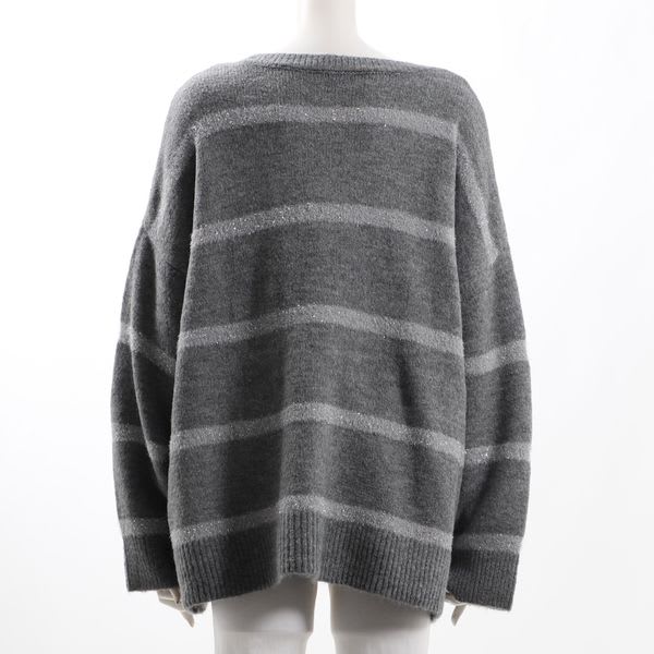 ラメボーダーニット