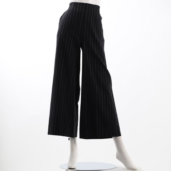 バックゴムストライプ柄ワイドパンツ