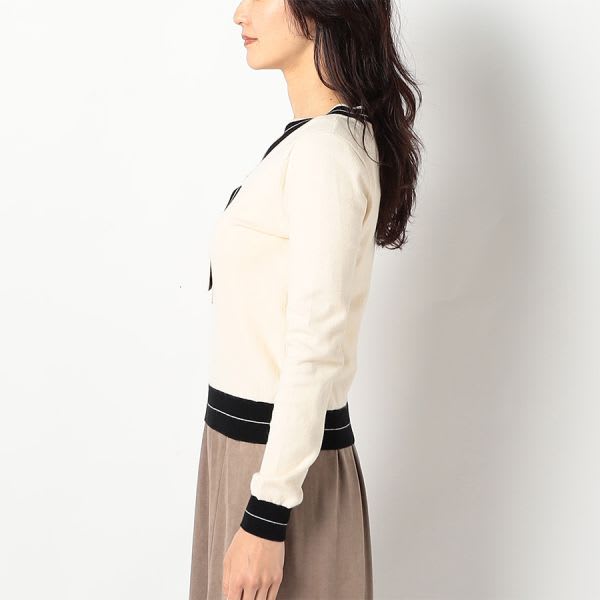 ボウタイバイカラーニット