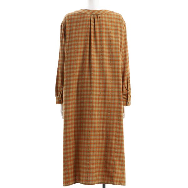 フロントボタンチェック柄ワンピース