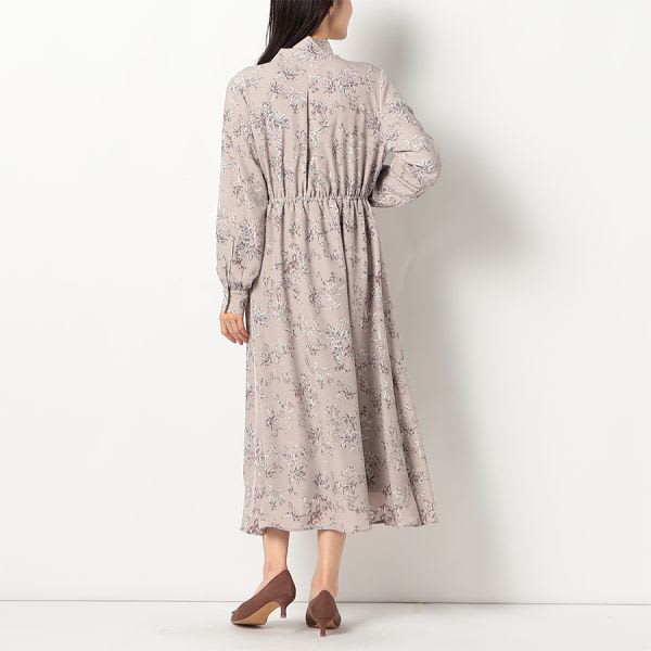 花柄ボウタイワンピース