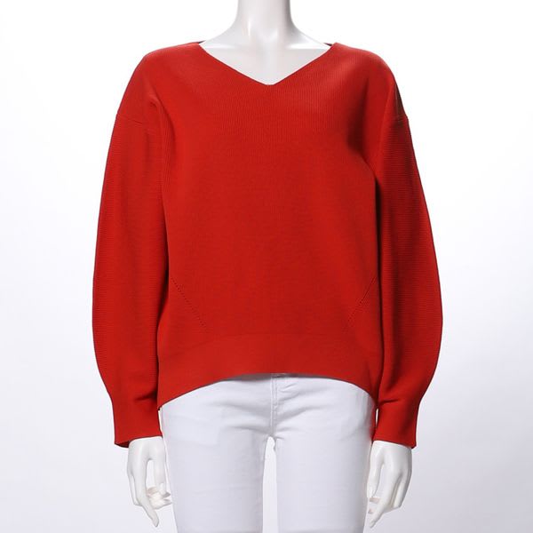 Vネックバルーンスリーブニット