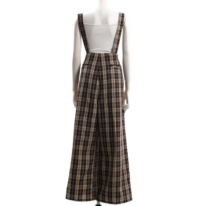 チェック柄サロペットパンツ