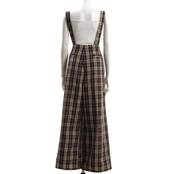 チェック柄サロペットパンツ