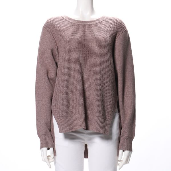 ワッフル編サイドスリットバックタックニット