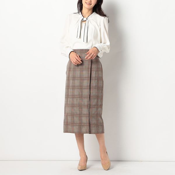ラップデザインチェック柄スカート