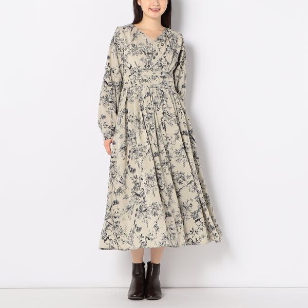 花柄カシュクールデザインワンピース