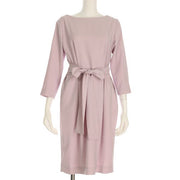 クルーネックウエストリボンワンピース