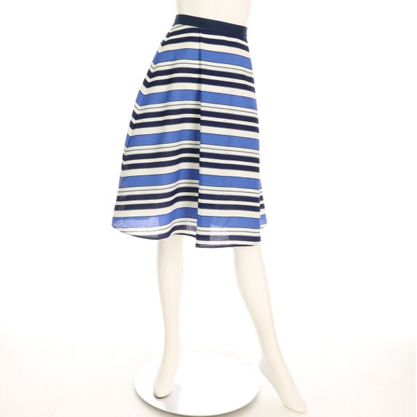 麻調マルチボーダーフレアスカート