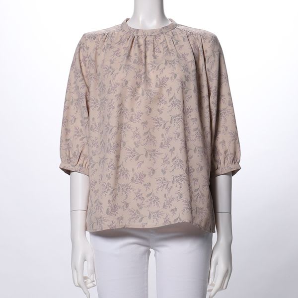 花柄ギャザードネックブラウス