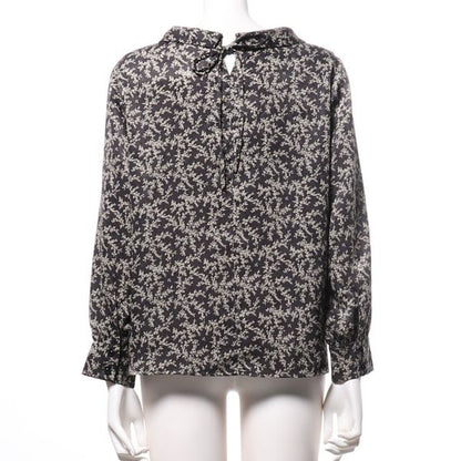 モノクロフラワープリント総柄ブラウス