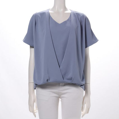 裾タックカシュクールデザインVネックブラウス