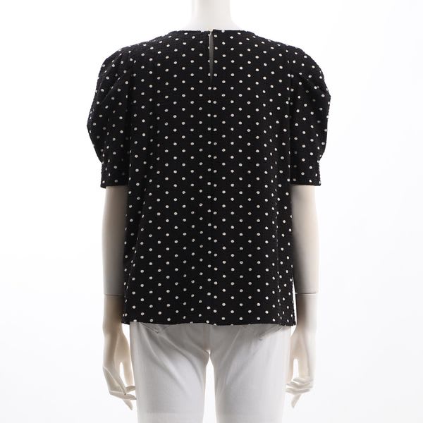 ドットプリントパフスリーブブラウス