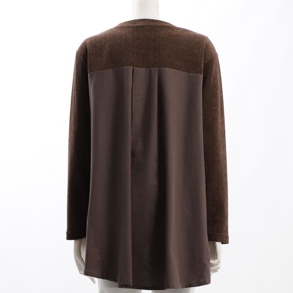 織り柄異素材切り替えバックテールカットソー