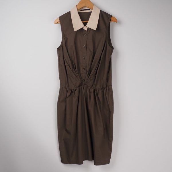 エリ配色タックワンピース